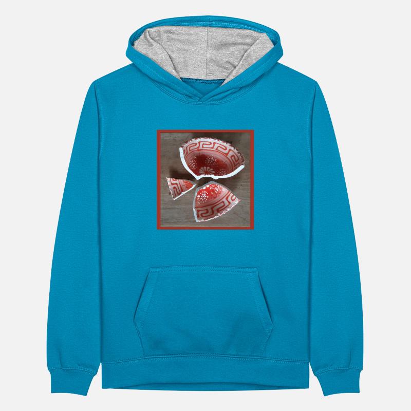 Broken Shell Patterning Teenager Contrast Hoodie