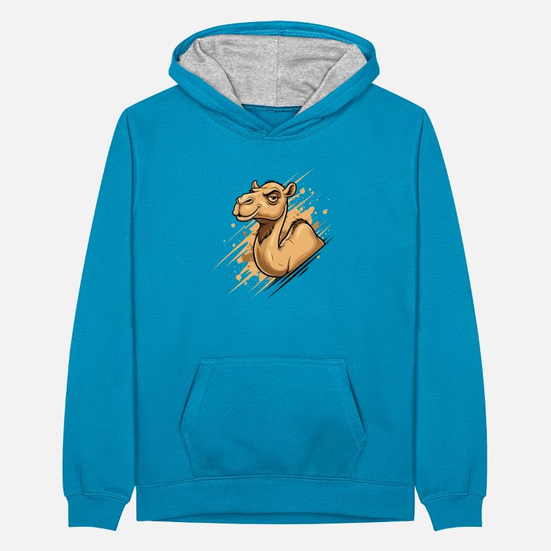 Kamel Karikatur Spritz-Splash Teenager Kontrast-Hoodie