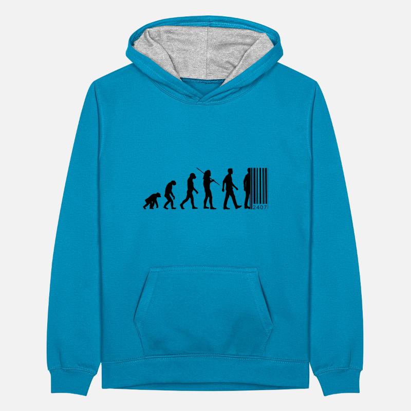 Evolution - Barcode Teenager Kontrast-Hoodie
