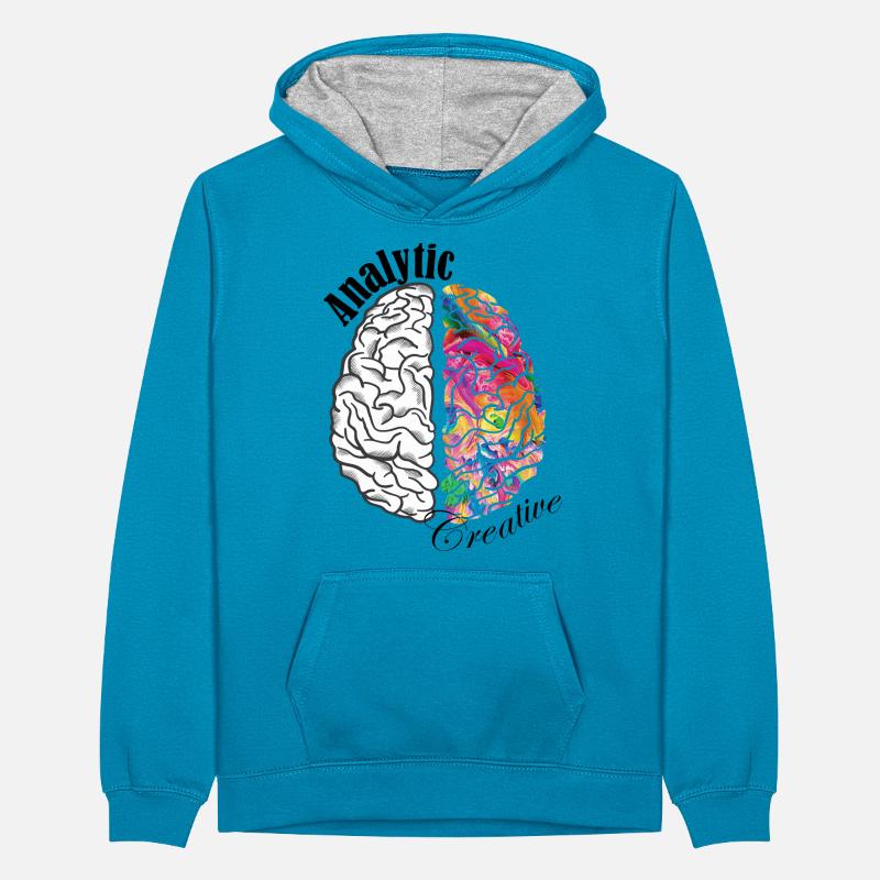 Analytic Creative Brain Left Brained Right Brained Teenager Contrast Hoodie