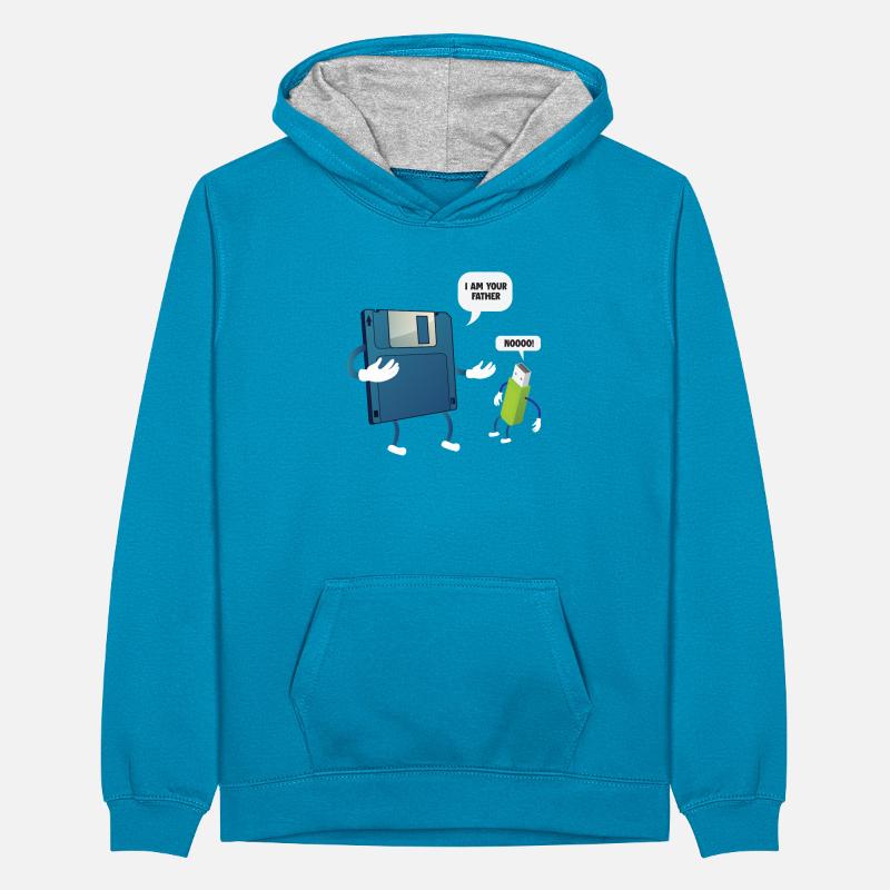Father _ Son Floppy Disk ... Programmers & Nerd Teenager Contrast Hoodie