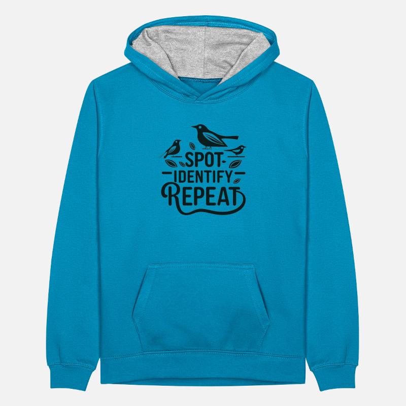 "repérer, identifier, répéter" slogan simple Sweat à capuche contrasté Ado