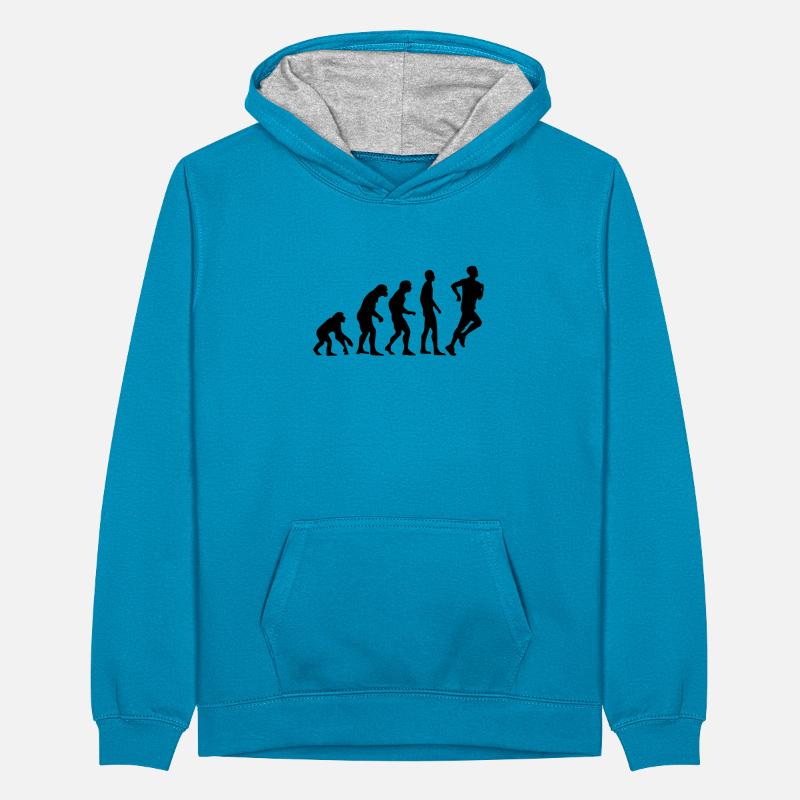 Human Evolution Jogging Teenager Kontrast-Hoodie