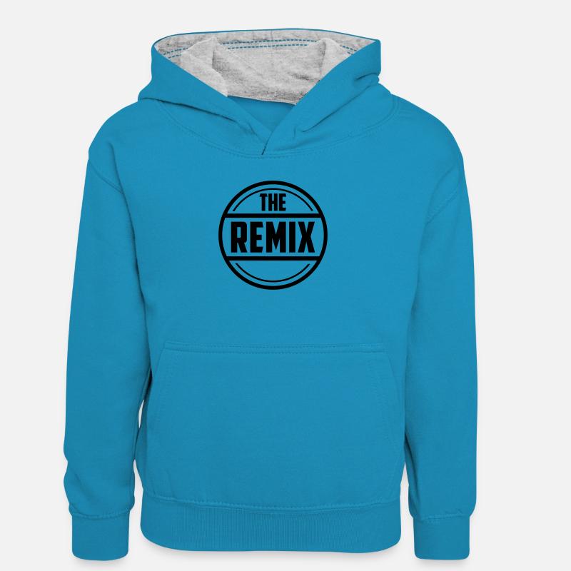 The Remix - Sweat à capuche contrasté Ado - bleu paon/gris chiné