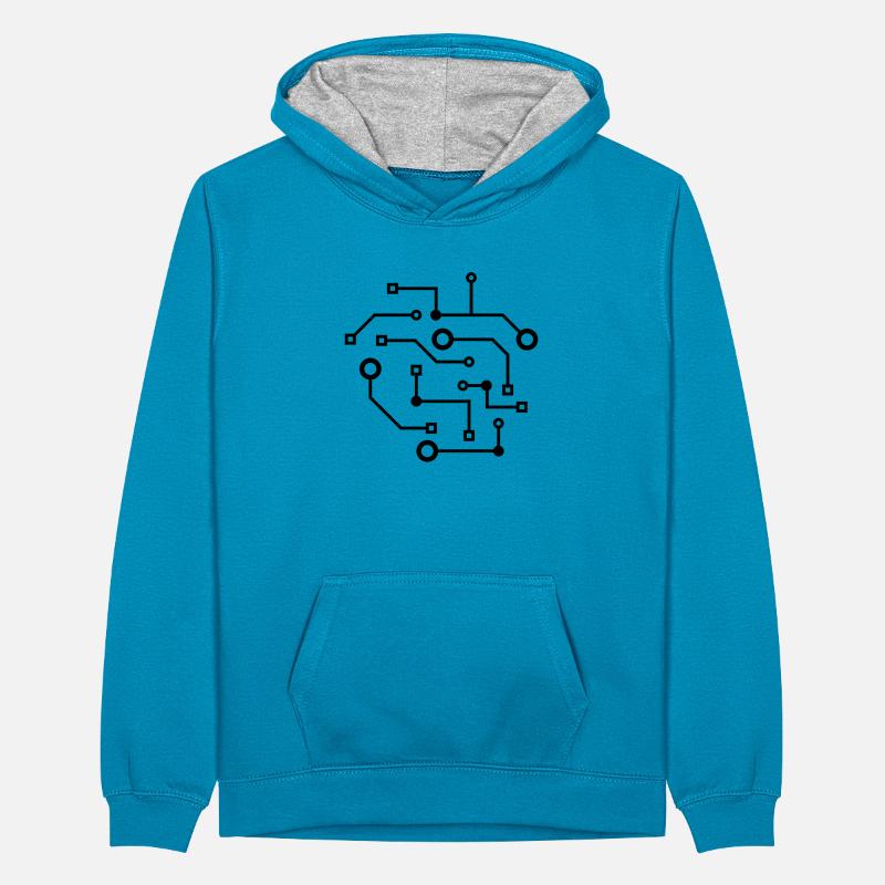 logo cool schaltkreis draht daten microchip kreisl Teenager Kontrast-Hoodie