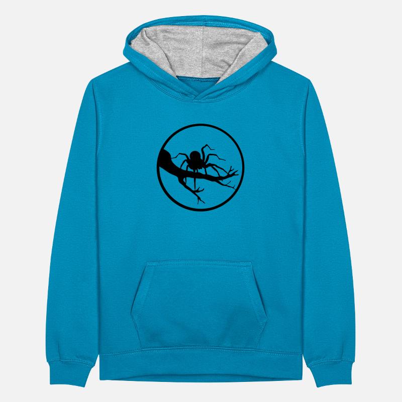 night moon evening round circle branch tree sun spider Teenager Contrast Hoodie