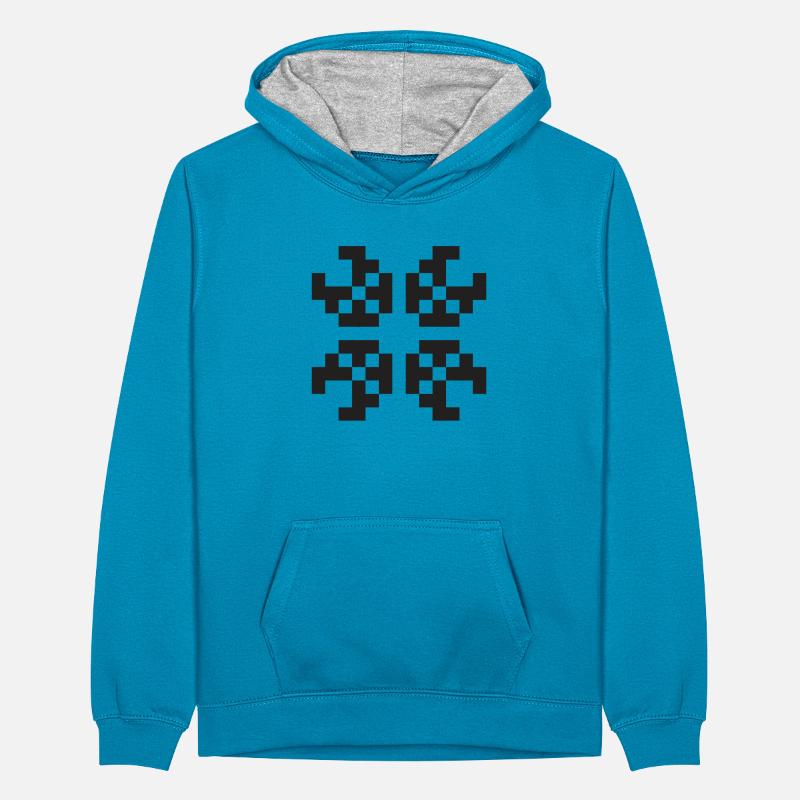 Pixel Figur Programmierer Webdesigner Geschenk Teenager Kontrast-Hoodie