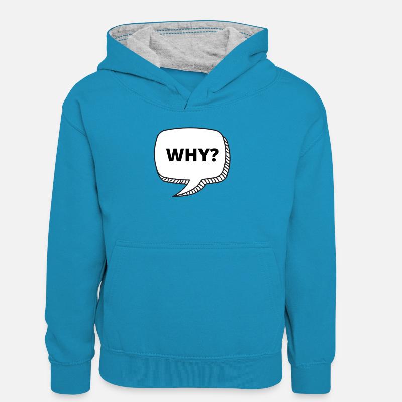 Texte why Bubble - Sweat à capuche contrasté Ado - bleu paon/gris chiné