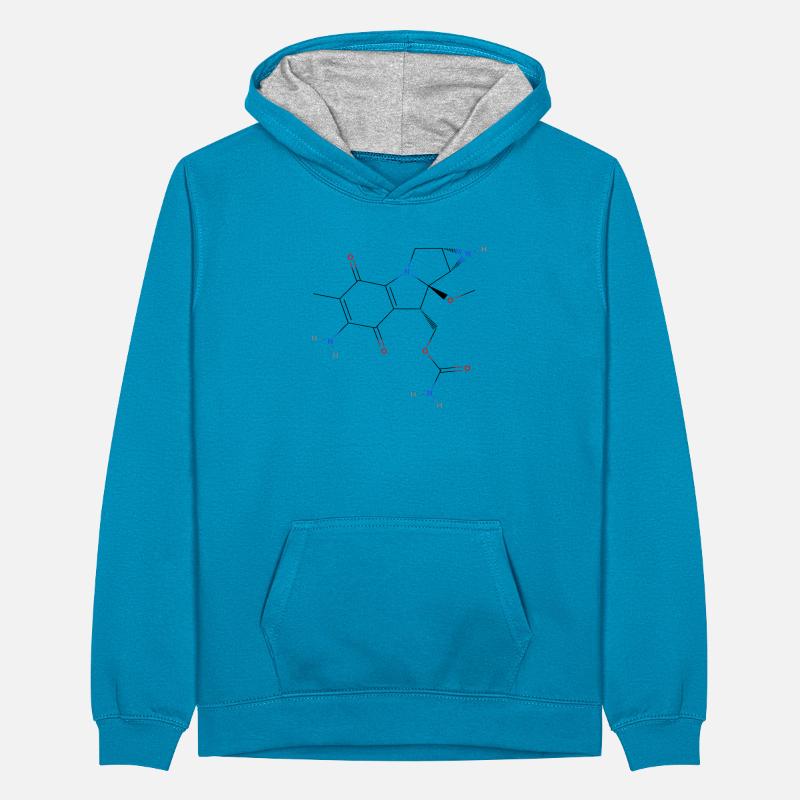 Molécule mitomycine C - Formule structurale colorée Sweat à capuche contrasté Ado
