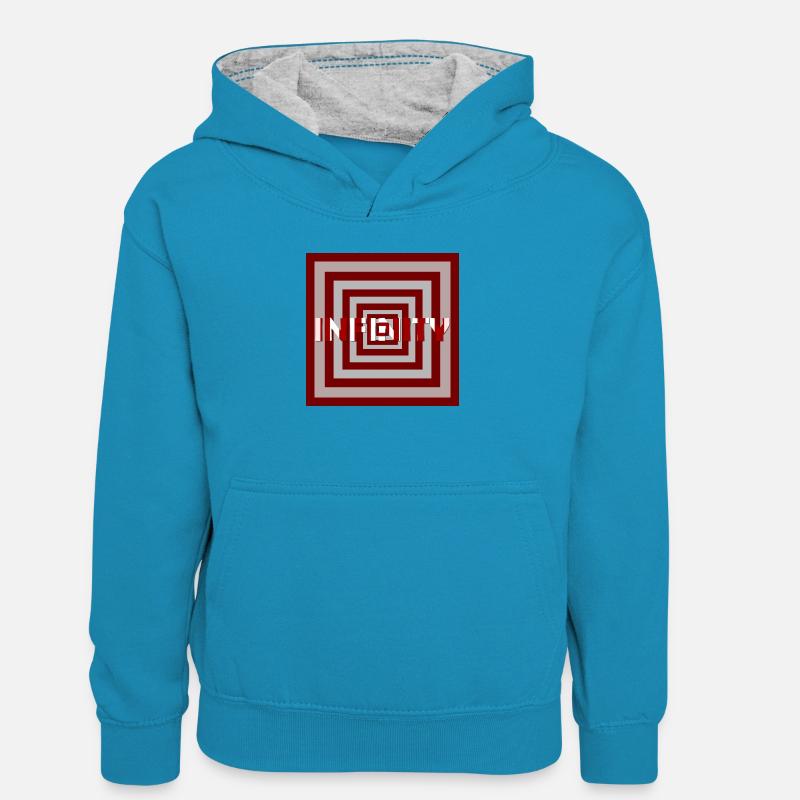 INFINI - Sweat à capuche contrasté Ado - bleu paon/gris chiné