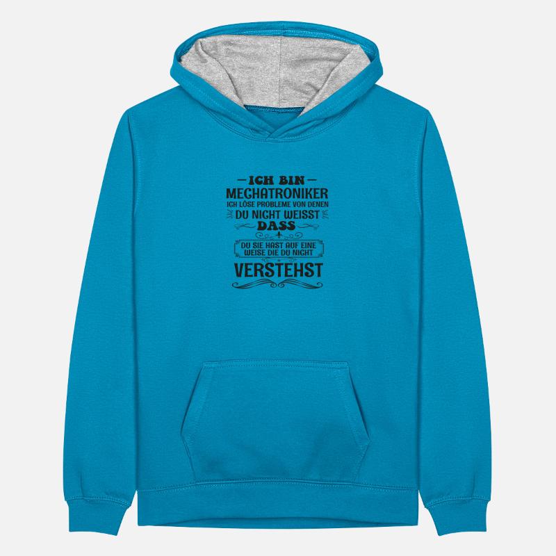 Funny Mechatronics, Mechatronics Technician Profession Gift Teenager Contrast Hoodie