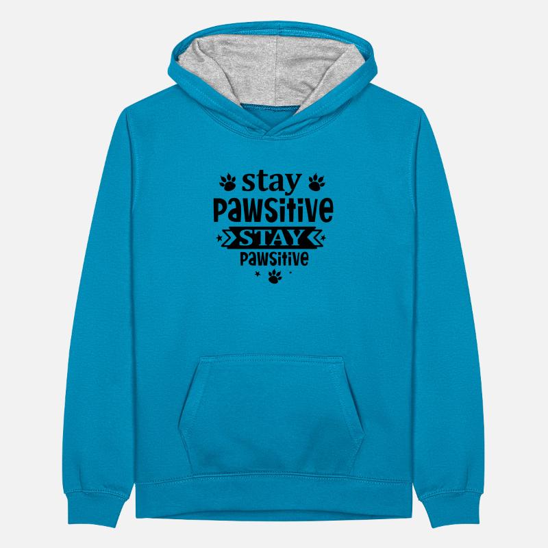 Stay pawsitive Teenager Contrast Hoodie