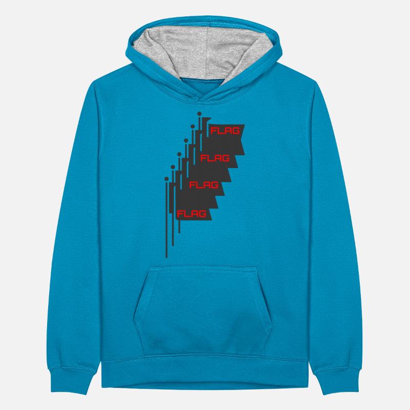 Drapeaux multiples Sweat à capuche contrasté Ado