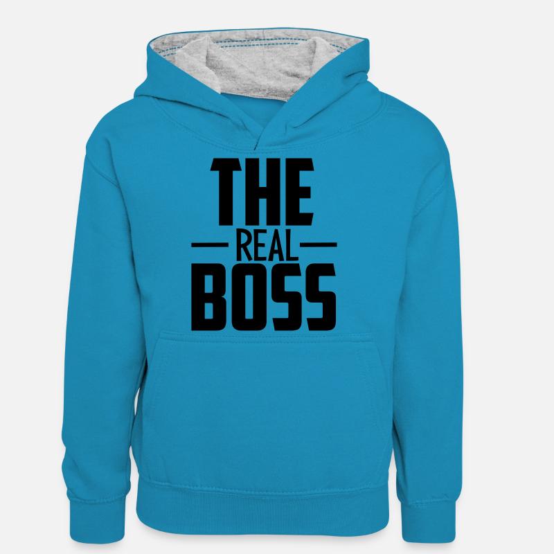 The Real Boss - Sweat à capuche contrasté Ado - bleu paon/gris chiné