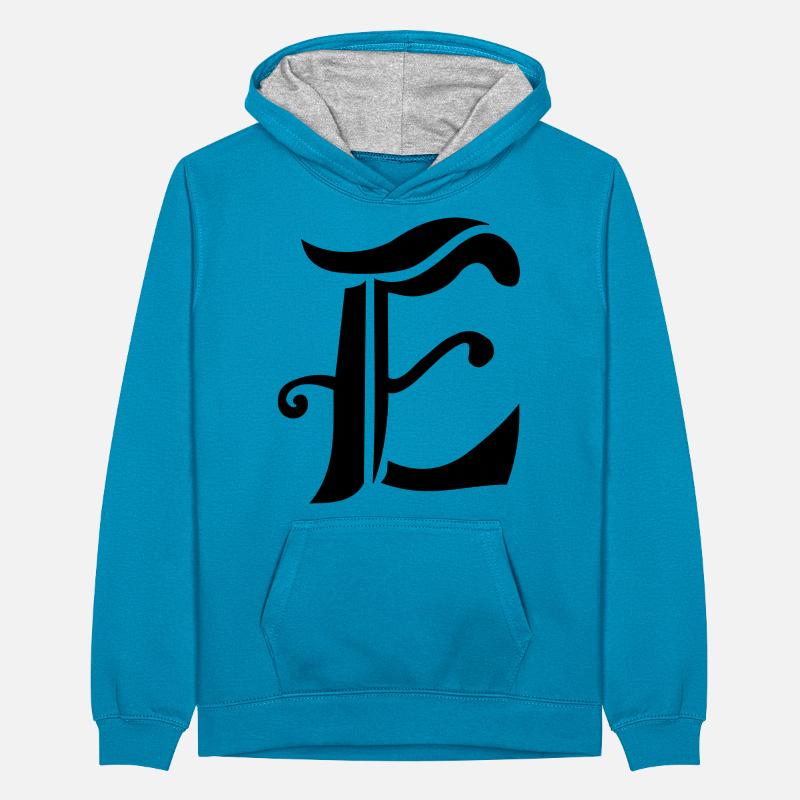 Lettre E Sweat à capuche contrasté Ado