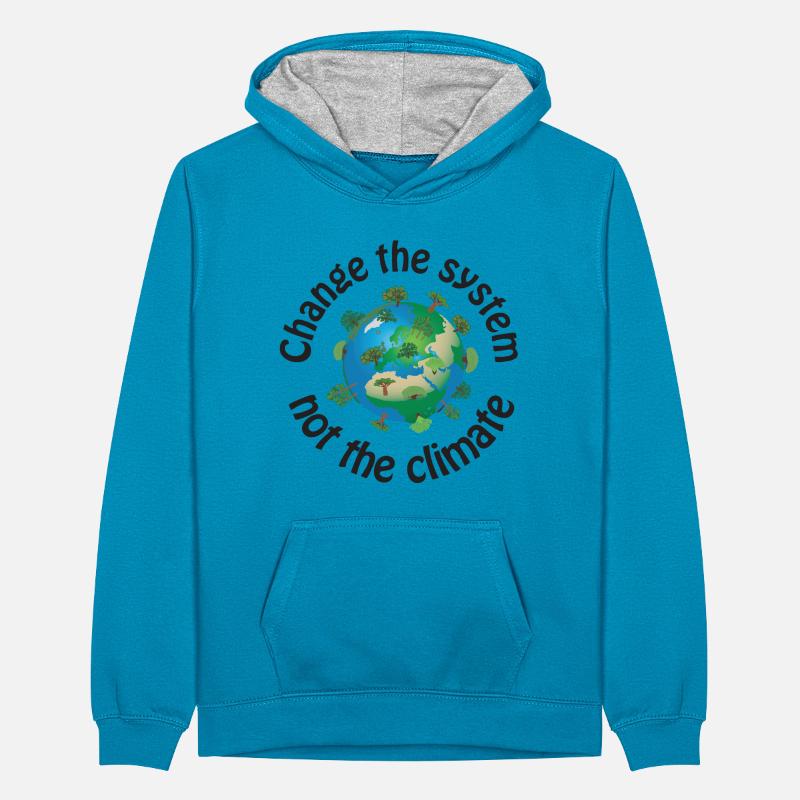 Changer le système, pas le climat noir Sweat à capuche contrasté Ado