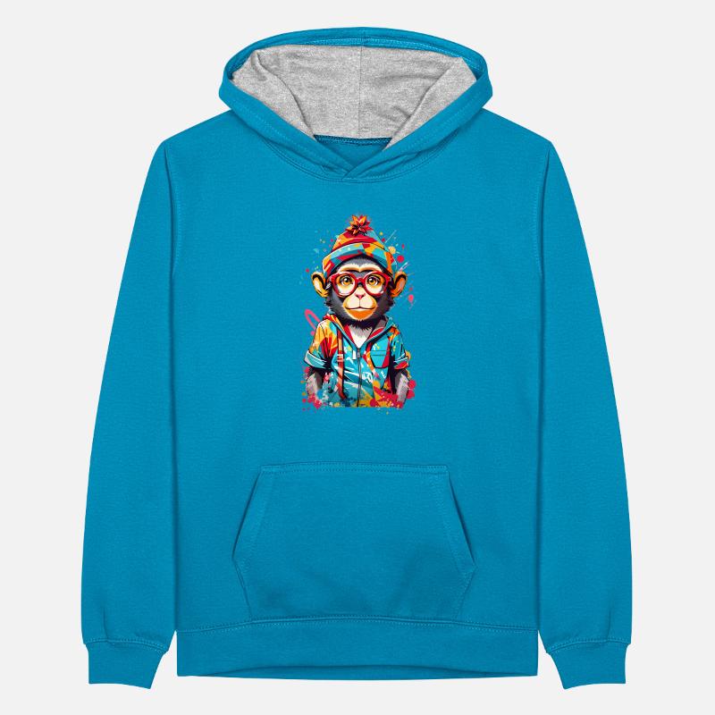 Cool monkey Teenager Contrast Hoodie