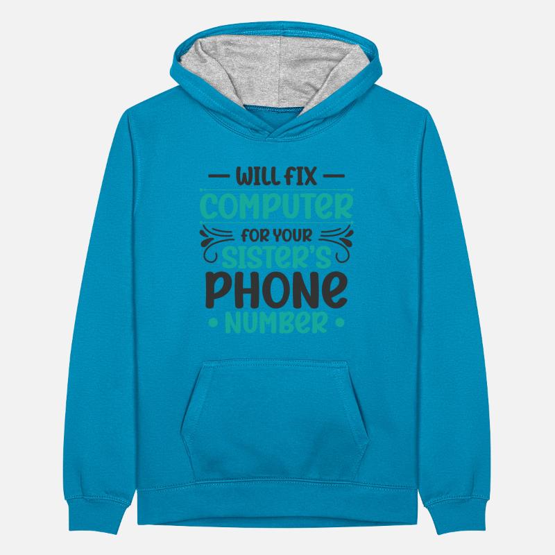 Will Fix Computer Phone Number IT Support Teenager Kontrast-Hoodie