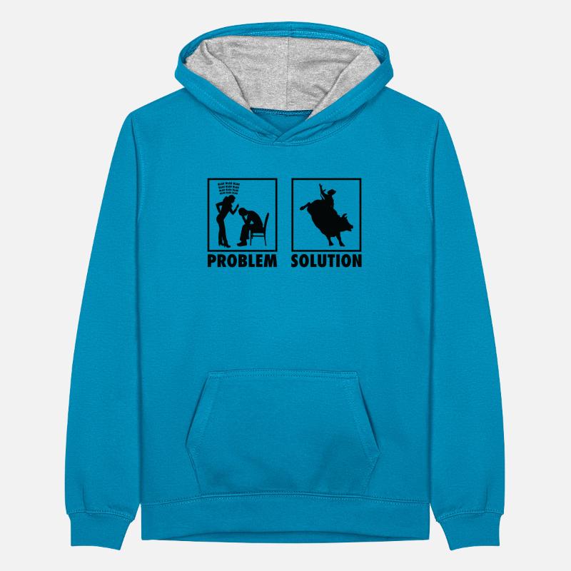 Équitation de taureau Cavalier de taureau Rodeo Statement Problème Sweat à capuche contrasté Ado