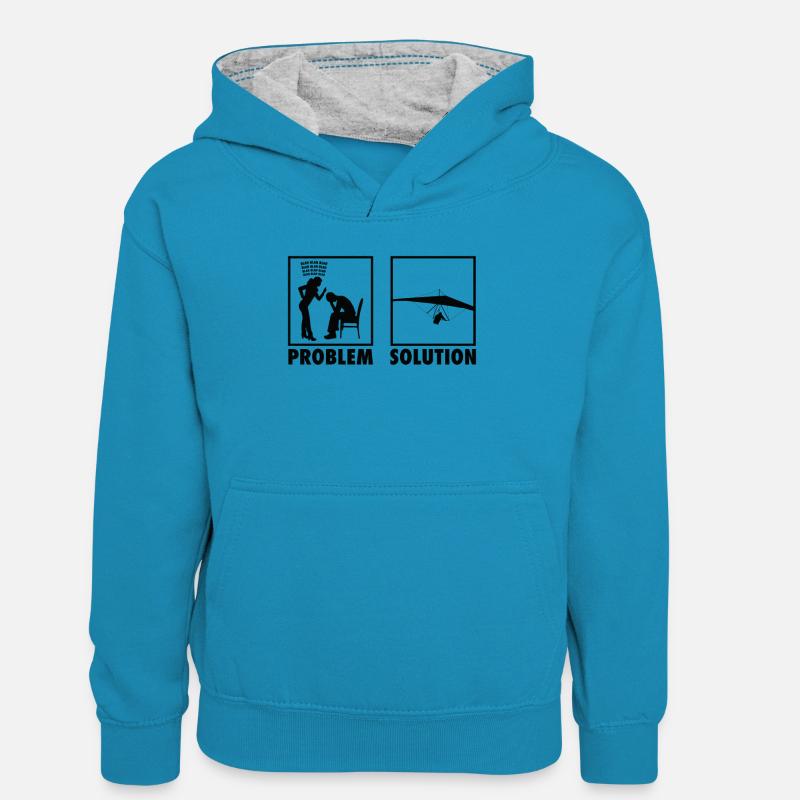 Problème de déclaration de parapente parapente - Sweat à capuche contrasté Ado - bleu paon/gris chiné