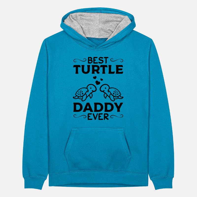 Best Turtle Daddy Ever Sea Turtle Daddy Cute Teenager Contrast Hoodie