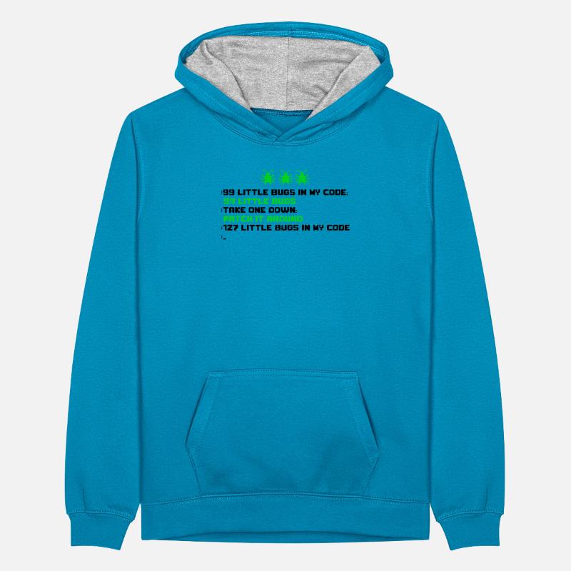 99 petits bugs dans mon code 99 petits bus en prendre un Sweat à capuche contrasté Ado