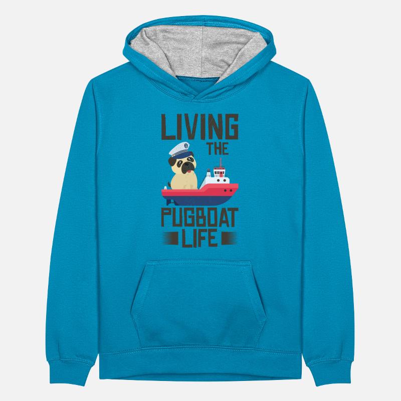 Schlepper Mopsboot Leben Segeln Mops Eigner Boot Teenager Kontrast-Hoodie