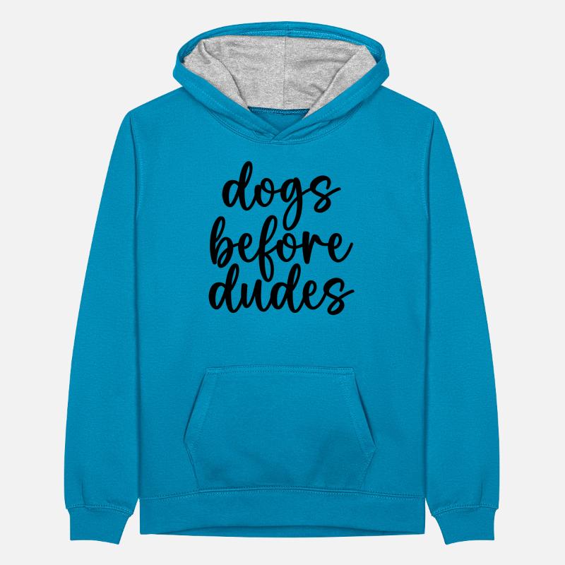 Chiens devant les gars Sweat à capuche contrasté Ado