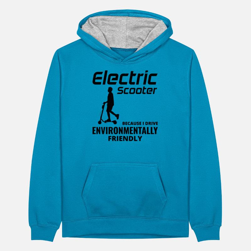 Electric Scooter Driver Motorized E-Scooter Teenager Contrast Hoodie