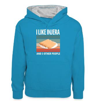 Traditionelles äthiopisch-eritreisches Brot - Teenager Kontrast-Hoodie - Pfauenblau/Grau meliert - Vorne