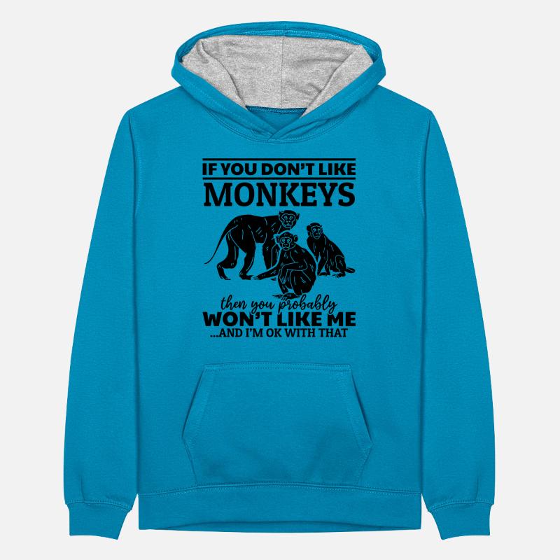 Orangutan Monkey Lover - Orangutan Monkey Teenager Contrast Hoodie