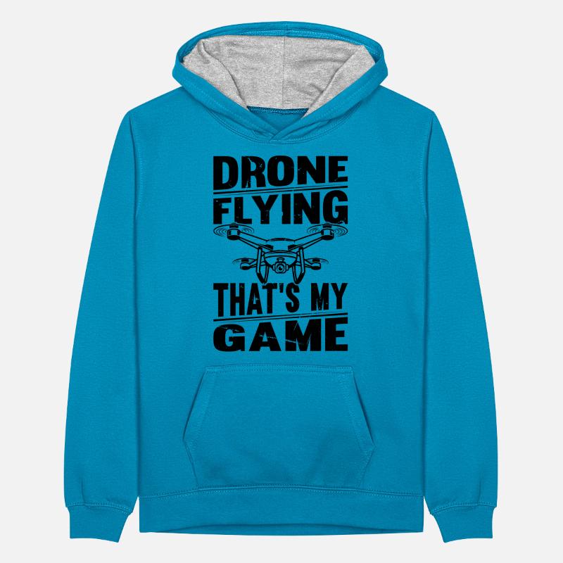 Drone volant C’est mon jeu - Quadcopter Drone Pil Sweat à capuche contrasté Ado