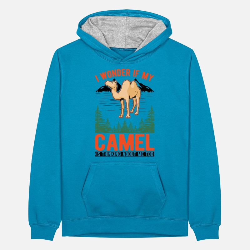 Kamel Geschenk Dromedar Camel Großkamel Teenager Kontrast-Hoodie