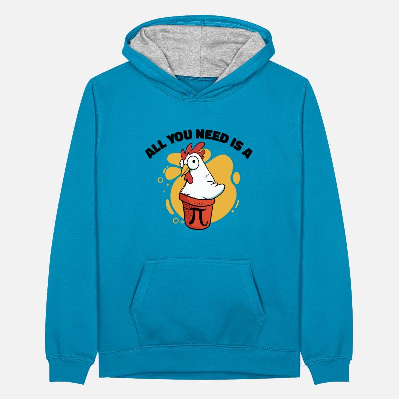 Pi Day Math Pie Chicken Pot Pi Number Teenager Contrast Hoodie