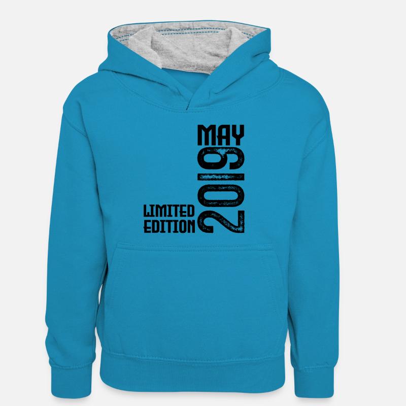 Cadeau may 2019. anniversary may 2019. Mai 2019. - Sweat à capuche contrasté Ado - bleu paon/gris chiné