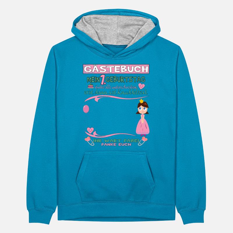 1. Geburtstag Mädchen & Junge Gästebuch Teenager Kontrast-Hoodie