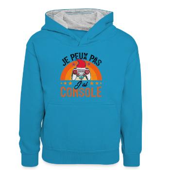 Ich kann nicht trösten, ich tröste - Teenager Kontrast-Hoodie - Pfauenblau/Grau meliert - Vorne