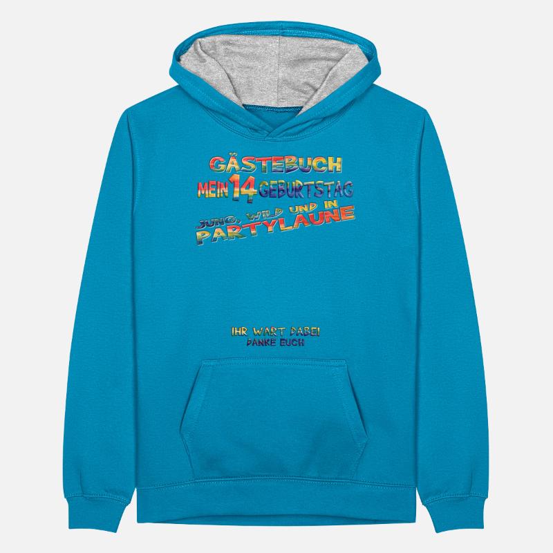 14. Geburtstag Mädchen & Junge Gästebuch Teenager Kontrast-Hoodie