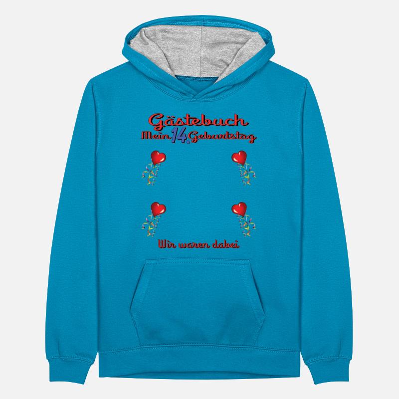 14. Geburtstag Mädchen & Junge Gästebuch Teenager Kontrast-Hoodie