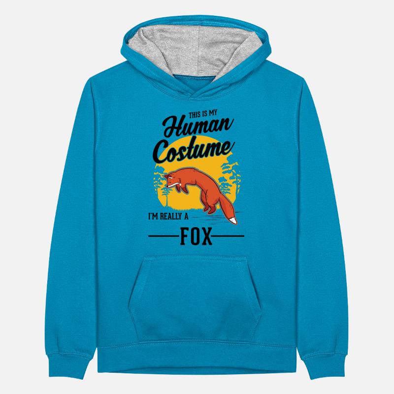 Fuchs Geschenk Rotfuchs Teenager Kontrast-Hoodie