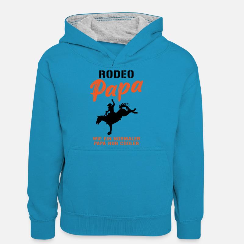 Rodeo Dad - Plus cool que le reste - Sweat à capuche contrasté Ado - bleu paon/gris chiné