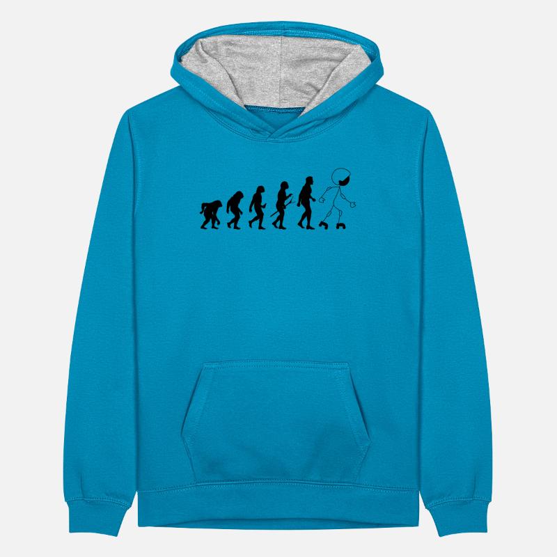 Funny Roller Skating Evolution Teenager Kontrast-Hoodie