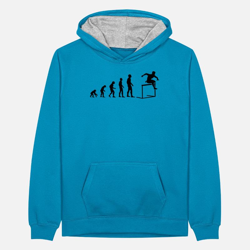 Evolution Hindernislauf Sport Evolutionär Teenager Kontrast-Hoodie