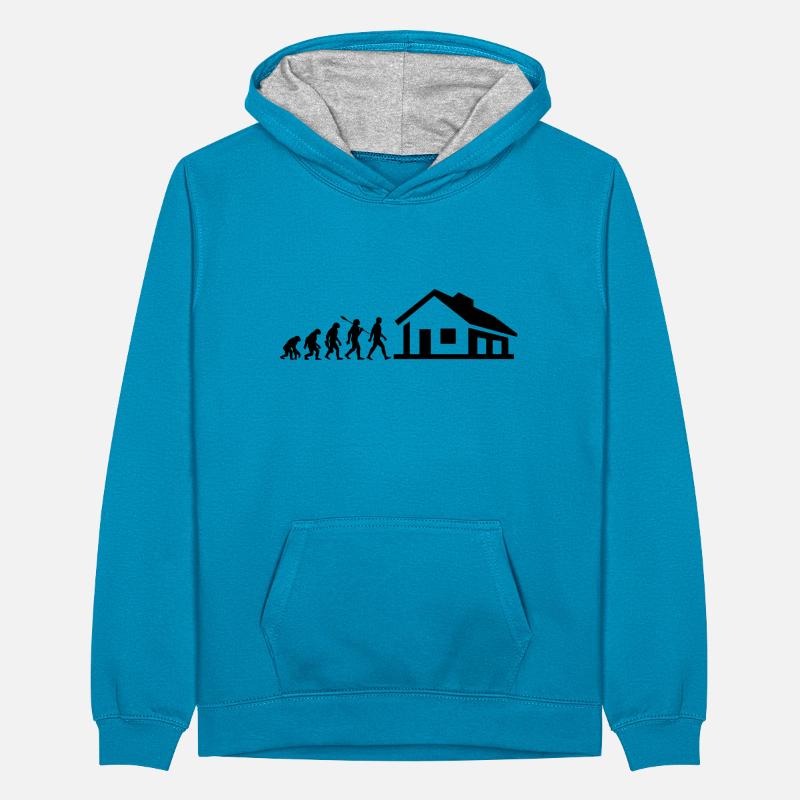 Evolution - Bauherr - Haus - bauen - EFH Teenager Kontrast-Hoodie