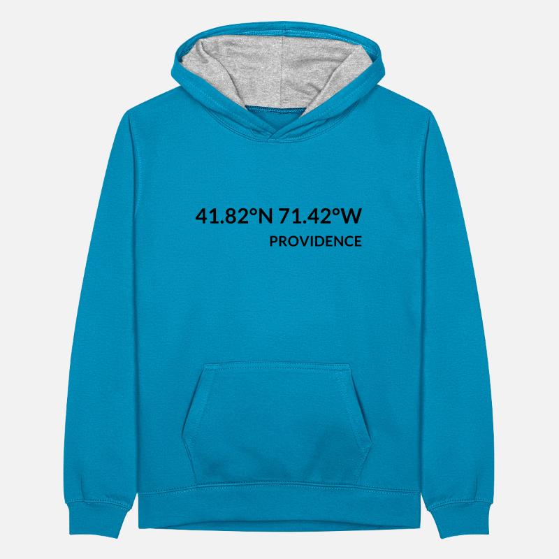 Providence, Rhode Island, USA Coordinates Teenager Contrast Hoodie