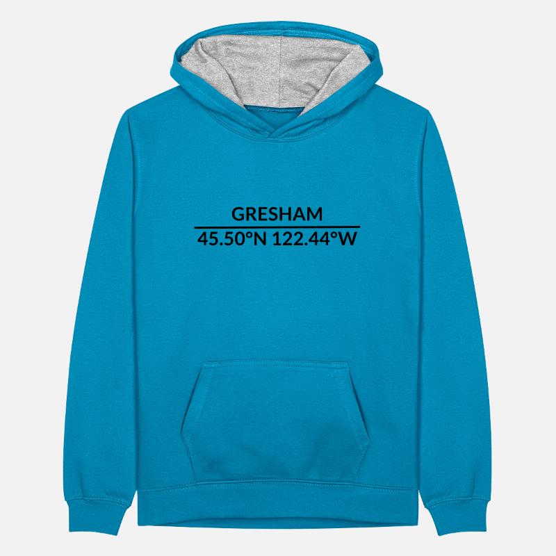 Coordonnées de Gresham, Oregon, États-Unis Sweat à capuche contrasté Ado