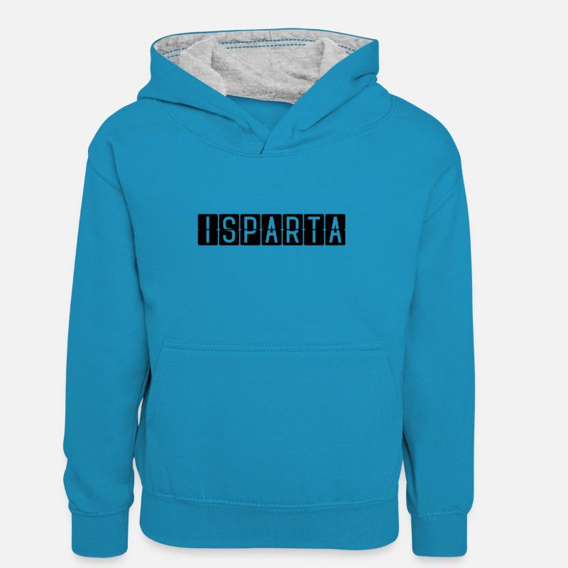Panneau de l’aéroport d’Isparta - Sweat à capuche contrasté Ado - bleu paon/gris chiné