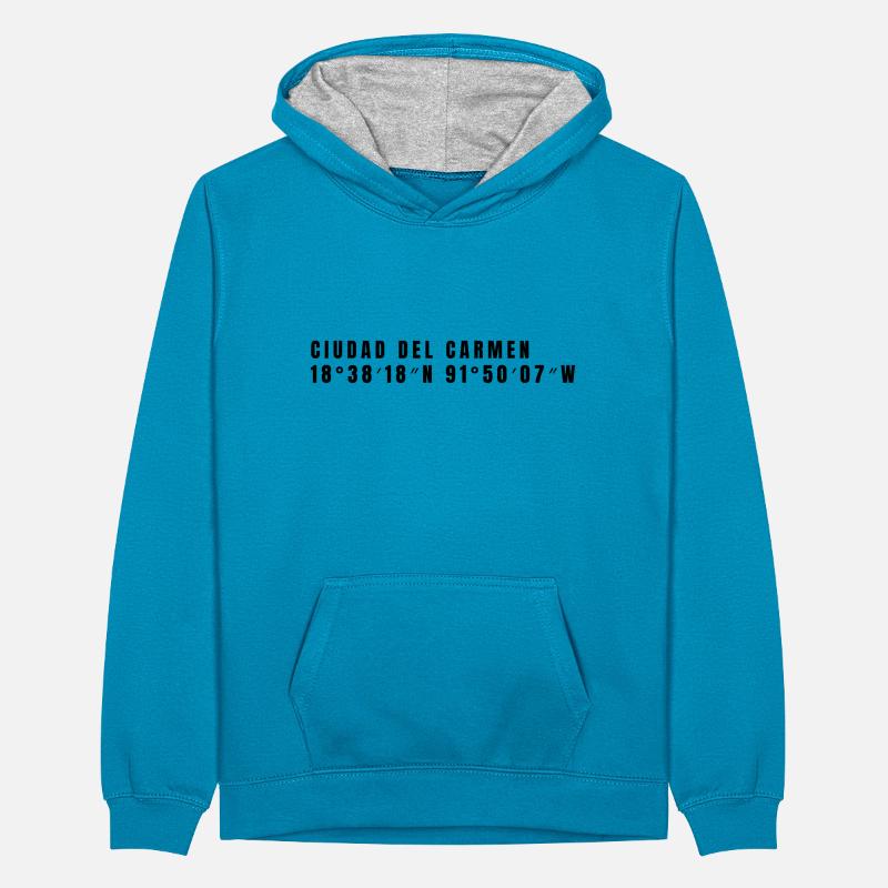 Campeche, Mexico Coordinates Teenager Contrast Hoodie