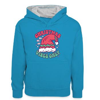 Weihnachten Weihnachtsstimmung - Teenager Kontrast-Hoodie - Pfauenblau/Grau meliert - Vorne