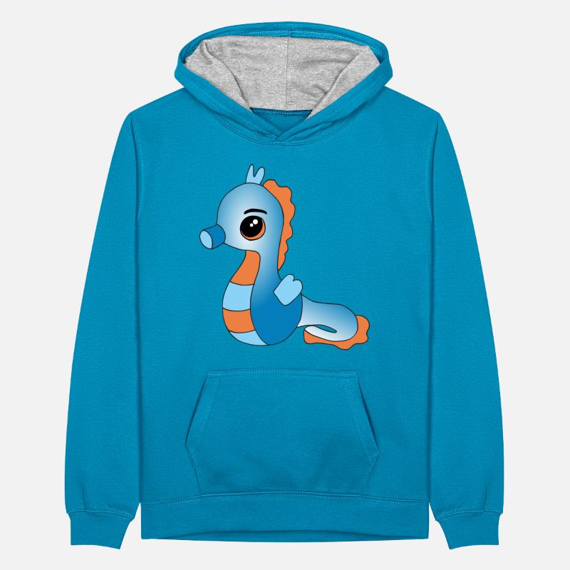 Knuffiges Seepferdchen Teenager Kontrast-Hoodie
